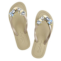 Original Shoes Blue York - Rhinestone Flat Flip Flops Sandal