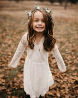 BLUSHFASHION - Original Ivory Lace Long Sleeves Flower Girls Short Dress #5045