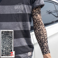 10 Pc Fake Temporary Tattoo Sleeves Tattoos Full Long Slip on Arm Tattoo Sleeve Kit Men Elastic Nylon Glove Tattoos Black Skull Design