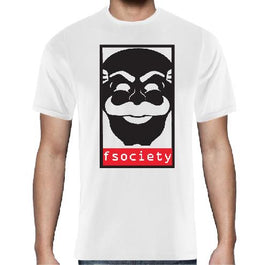 T-shirt Fsociety - Mr. Robot - Tv Series - White - Size S