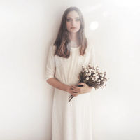 BLUSHFASHION - Original Ivory 3/4 Sleeves Lace Bridal Top #2025