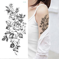 TATTRENDY - 10Pcs Temporary Tattoo Sticker for Men Shoulder Tattoos Black Sketches Tattoo Designs Shoulder Arm Sleeve Tattoo Fake Boys Body Art