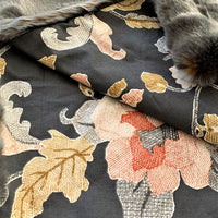 Two Tone Gray/Amber Handmade Luxury Throw With Floral Backing