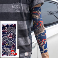 10 Pc Fake Temporary Tattoo Sleeves Tattoos Full Long Slip on Arm Tattoo Sleeve Kit Men Elastic Nylon Glove Tattoos Black Skull Design