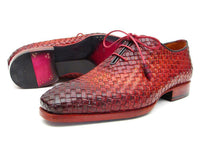 Paul Parkman Bordeaux & Tobacco Woven Leather Oxfords (ID#54HK42)