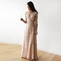 BLUSHFASHION - Original Boho  Pink Blush Lace  Wrap Dress  #1124