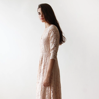 BLUSHFASHION - Original Boho  Pink Blush Lace  Wrap Dress  #1124