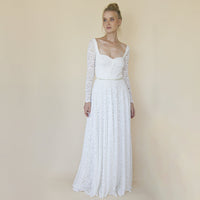 BLUSHFASHION - Original Ivory Sweetheart Lace Wedding Dress With Long Sleeves #1361