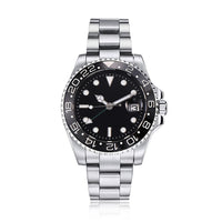 Parnis 40mm Watch Men Automatic Mechanical Watches GMT Luxury Sapphire Crystal Ceramic Bezel Luminous Waterproof Male Wristwatch