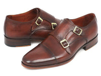 Paul Parkman Men's Cap-Toe Double Monkstraps Brown (ID#0457-BRW)