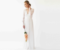 BLUSHFASHION - Original Bestseller Wrap Lace Wedding Dress With Chiffon Mesh #1256