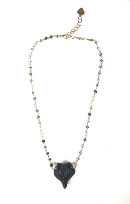 Original Dalmatian Opal and Obsidian Fox Necklace