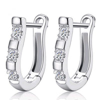 Horseshoe women earring with rhinestones - Silver