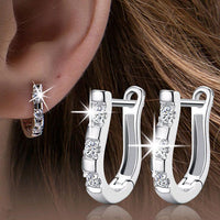 Horseshoe women earring with rhinestones - Silver