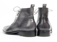 Paul Parkman Wingtip Ankle Boots Gray Hand-Painted (ID#777-GRAY)