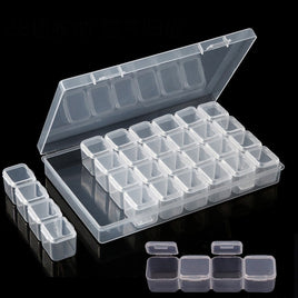 28 Grid Plastic Empty Storage Box Nail Art Accessories Tools Nails Stones Display Clear Case Strass Beads Deco Contaniers