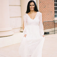 BLUSHFASHION - Original Bishop With a Slit Sleeves Ivory Wedding Dress #1260