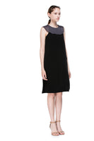 LAGEROSE - Original Black Midi Dress With Grey Collar