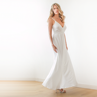 BLUSHFASHION - Original Ivory Straps Wrap Maxi Dress  #1060