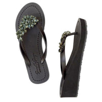 Original Manhattan Black - Rhinestone Mid Wedge Flip Flops