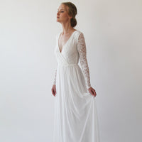 BLUSHFASHION - Original Bestseller Wrap Lace Wedding Dress With Chiffon Mesh #1256