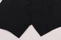 Dolce & Gabbana Black STAFF Wool Striped Vest - Size IT52-XL