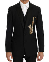 Dolce & Gabbana Black Wool Silk Saxophone Slim Fit Suit - Size IT46-S