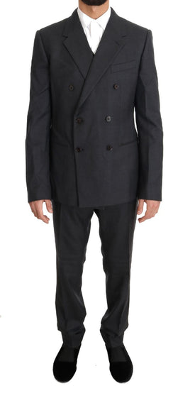 Dolce & Gabbana Gray Wool Silk Double Breasted Slim Suit - Size IT50-L