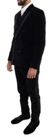 Dolce & Gabbana Black Velvet Slim Double Breasted Suit - Size IT52-XL