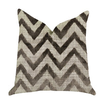 Oblique Zigzag Luxury Throw Pillow in Beige Tones