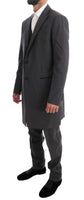 Dolce & Gabbana Gray Wool Long 3 Piece Two Button Suit - Size IT48-M