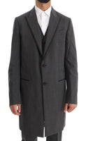 Dolce & Gabbana Gray Wool Long 3 Piece Two Button Suit - Size IT48-M