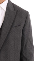 Dolce & Gabbana Gray Wool Long 3 Piece Two Button Suit - Size IT48-M