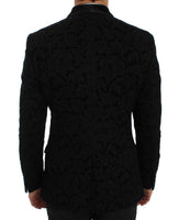 Dolce & Gabbana Black Floral Ricamo Slim Blazer Jacket - Size IT50-L