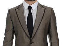 Dolce & Gabbana Brown Slim Fit Silk Two Button Blazer - Size IT48-M