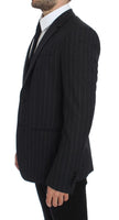 Dolce & Gabbana Gray Striped Slim Fit Wool Blazer - Size IT50-L