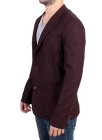 GF Ferre Bordeaux Wool Blend Two Button Blazer - Size IT48-M