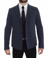 Dolce & Gabbana Blue Cotton Stretch Casual Blazer - Size IT52-XL