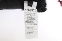 Dolce & Gabbana Black Leather Bordeaux Shearling Gloves - Size 95-L