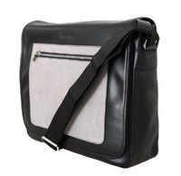 Billionaire Italian Couture Black Gray Leather Messenger Shoulder Bag - One Size