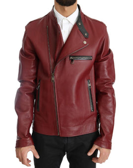 Dolce & Gabbana Red Leather Deerskin Jacket - Size IT44-XS