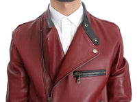 Dolce & Gabbana Red Leather Deerskin Jacket - Size IT44-XS