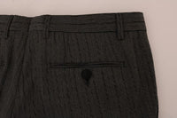 Dolce & Gabbana Gray Wool Striped Formal Pants - Size IT54-XL