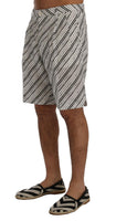 Dolce & Gabbana White Black Striped Casual Shorts - Size IT58-3XL