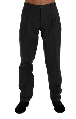 Dolce & Gabbana Gray Striped Cotton Dress Formal Pants - Size IT50-L