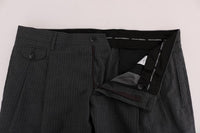 Dolce & Gabbana Gray Striped Cotton Dress Formal Pants - Size IT50-L