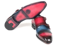 Paul Parkman Captoe Double Monkstraps Blue & Fuxia (ID#045BFX81)