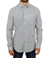 GF Ferre Gray Striped Cotton Casual Shirt - Size IT52-XL