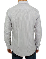 GF Ferre Gray Striped Cotton Casual Shirt - Size IT52-XL