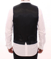 Dolce & Gabbana Gray Striped Wool Single Breasted Vest - Size IT48-M